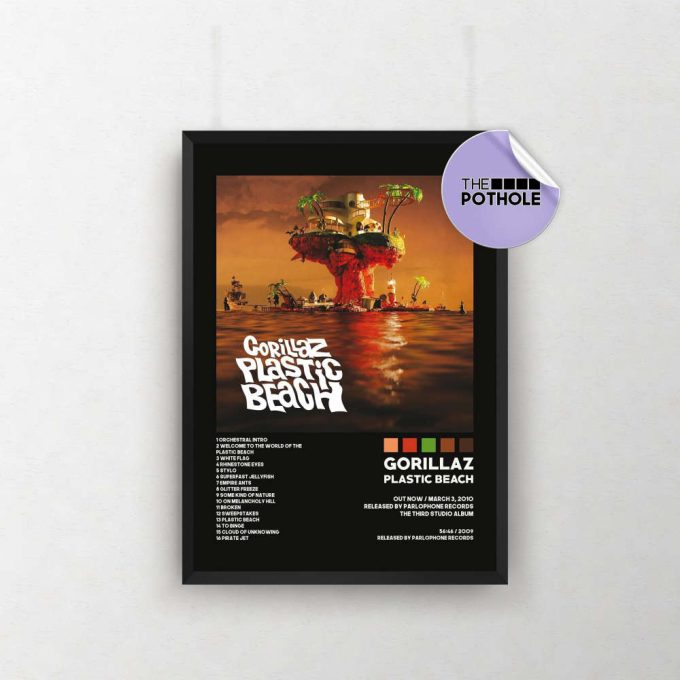Gorillaz Posters / Plastic Beach Poster / Album Cover Poster, Print Wall Art, Custom Poster, Home Decor, Gorillaz, Plastic Beach, Blck 2