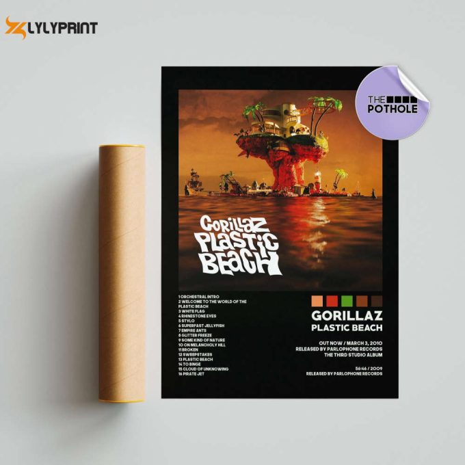 Gorillaz Posters / Plastic Beach Poster / Album Cover Poster, Print Wall Art, Custom Poster, Home Decor, Gorillaz, Plastic Beach, Blck 1