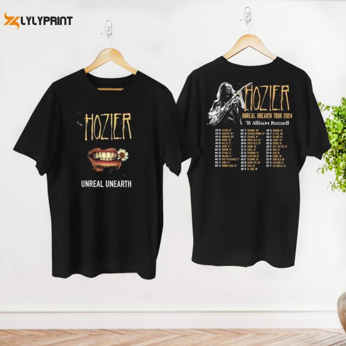 Graphic Hozier T-Shirt, Hozier Unreal Unearth World Tour 2024 Shirt, Hozier Tour Merch, Hozier Unreal Unearth Album, Hozier Fan Gift Shirt 1