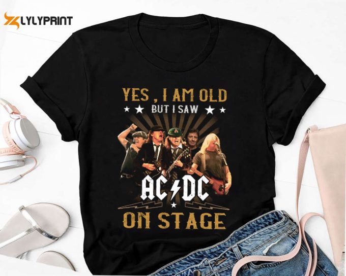 I Saw Ac/Dc On Stage Vintage T-Shirt, Rock Band Ac/Dc Tour Shirt, Signature Acdc 50 Years Shirt Fan Gifts, Ac/Dc Rock Band Tour 2024 Shirt 1