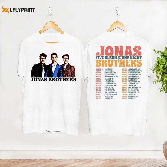 Jonas Brothers Five Albums One Night Tour 2024 Shirt, Graphic Shirt, Jonas Brothers Fan Gift Shirt, Jonas Brothers Shirt, 2024 Jonas Merch 1