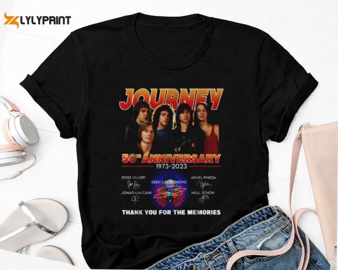 Journey Band 50Th Anniversary Shirt, Journey Band Signatures Shirt, Journey Band Merch, Rock Band Journey Fan Gift Shirt, 90S Vintage Tee 1