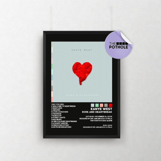 Kanye West Poster / 808S And Heartbreak Poster / Album Cover Poster Poster Print Wall Art, Custom Poster, Home Decor, 808S, Blck 2