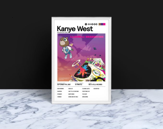 Kanye West Poster, Graduation Album, Kanye Gifts, Kanye West Poster Wall Art, Yeezy, Kanye 2