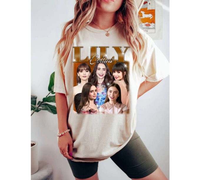 Lily Collins T-Shirt: Famous Super Star Sweater Unisex Tees &Amp; Shirts 3