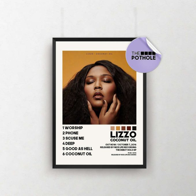 Lizzo Poster | Coconut Oil Poster | Lizzo, Cuz I Love You, Tracklist Album Cover Poster / Album Cover Poster Print Wall Art, Truth Hurts 2