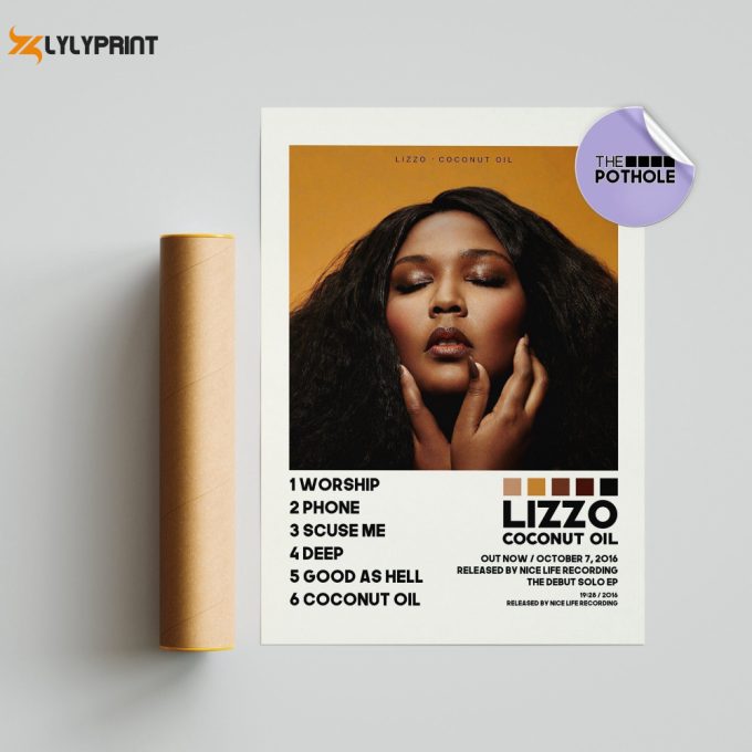 Lizzo Poster | Coconut Oil Poster | Lizzo, Cuz I Love You, Tracklist Album Cover Poster / Album Cover Poster Print Wall Art, Truth Hurts 1