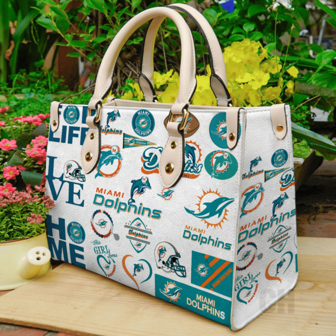 Stylish Miami Dolphins Leather Hand Bag Gift For Women'S Day: Perfect Women S Day Gift 2