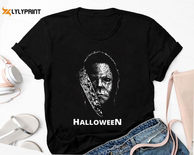 Michael Myers Face Halloween T-Shirt, Michael Myers Shirt, Horror Scary Movie Halloween Shirt, Halloween Gifts, Michael Myers Fan Gift Shirt 1