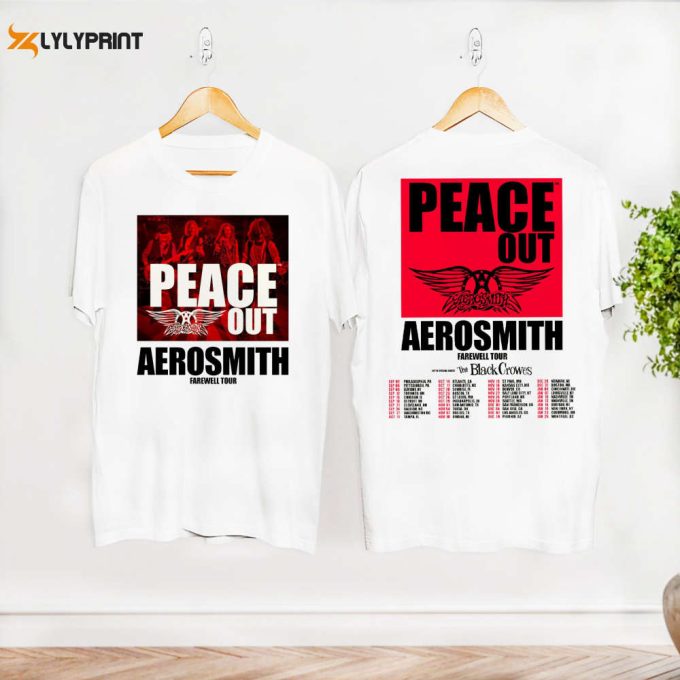 Peace Out Farewell Aerosmith Band 2024 Tour Shirt, Graphic Aerosmith Shirt Fan Gifts, Aerosmith Rock N Roll Shirt, Aerosmith Concert Shirt 1