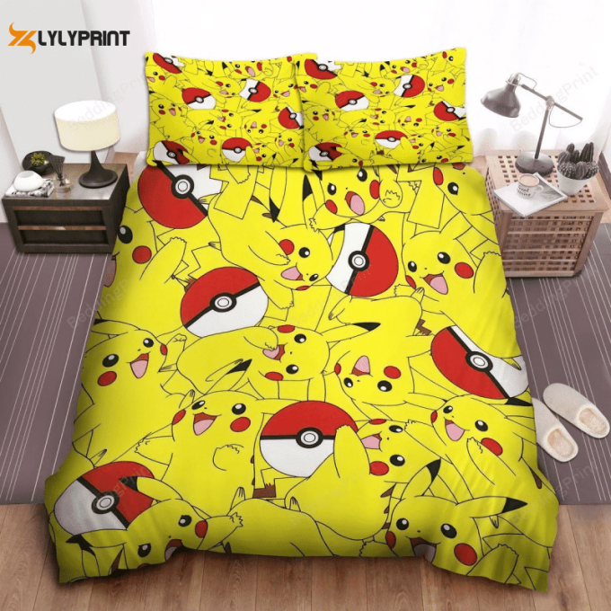 Pokemon, Pikachu And Pokeball Duvet Quilt Bedding Set 1