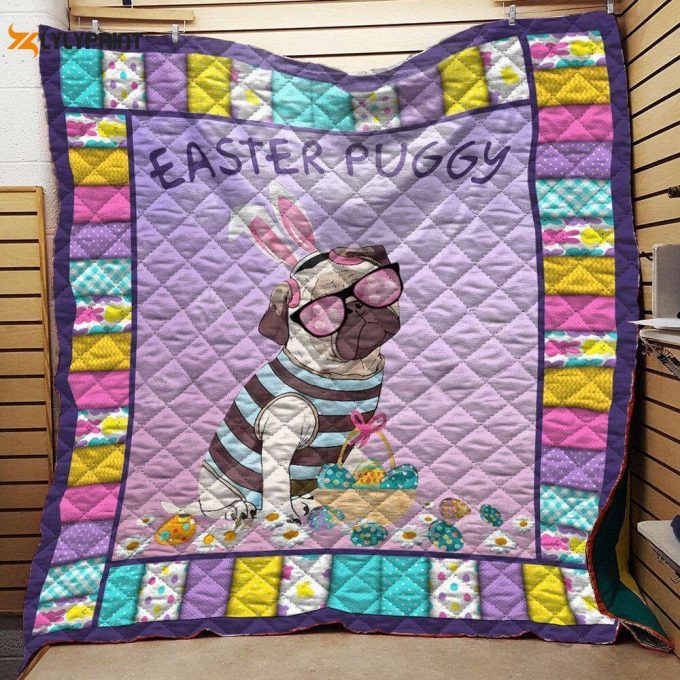 Pug Easter Puggy Awesome 3D Customized Quilt 1