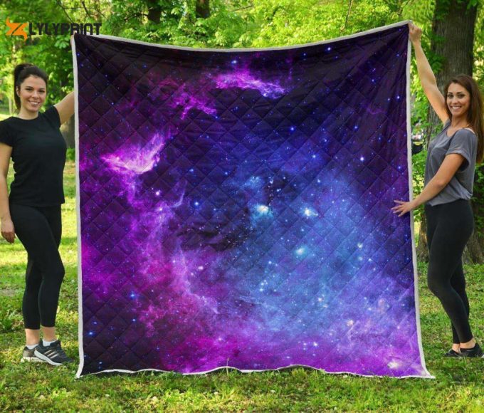Purple Galaxy Space Blue Starfield D Customized Quilt 1
