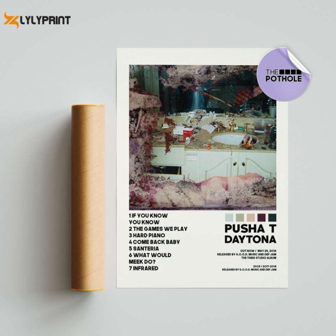 Pusha T Posters / Daytona Poster / Pusha T, Daytona / Album Cover Poster / Tracklist Poster, Custom Poster 1