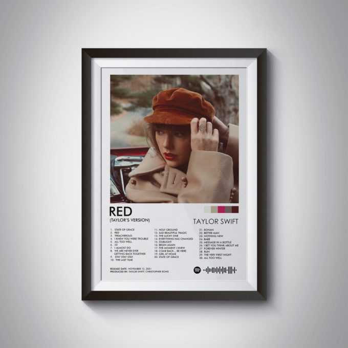 Red Poster, Red Taylor'S Version Print, Swiftie Gift, Swiftie Merch, Wall Decor, Album Cover Poster, Gift For Swiftie 4