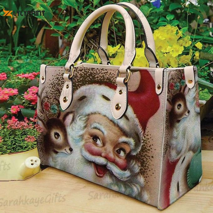 Santa Claus 2 Leather Handbag 1