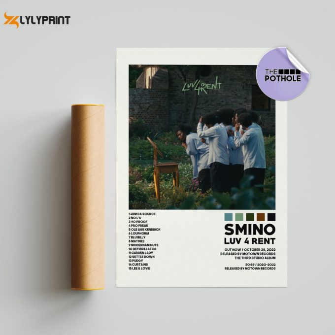 Smino Posters / Luv 4 Rent Poster, Tracklist Album Cover Poster, Print Wall Art, Custom Poster, Noir Smino, Noir, Smino, Luv 4 Rent 1