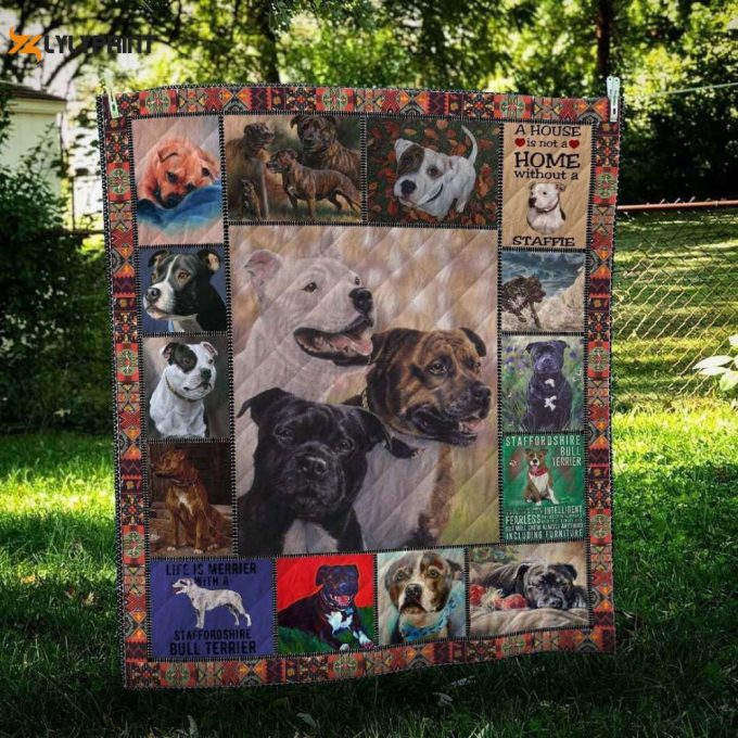 Staffordshire Bull Terrier 3D Customized Quilt 1