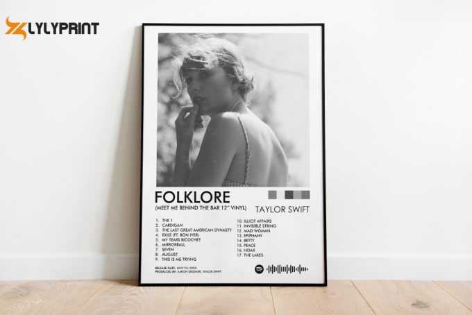 Taylor Swift Folklore Poster, Meet Me Behind The Bar 12&Amp;Quot; Vinyl Special Edition Print, Swiftie Gift, Wall Decor, Album Cover Poster 1