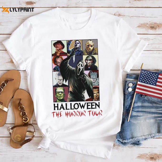 The Horror Tour Halloween Funny T-Shirt, Halloween Friends Shirt Fan Gifts, Horror Movie Character Tour Shirt, Halloween Movie Fans Shirt 1