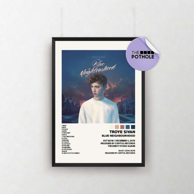 Troye Sivan Posters / Blue Neighbourhood Poster, Troye Sivan, Blue Neighbourhood, Album Cover Poster / Tracklist Poster, Custom Poster 2