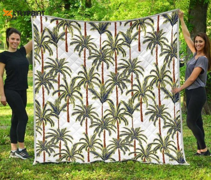 Vintage Palm Tree Beach 3D Customized Quilt 1