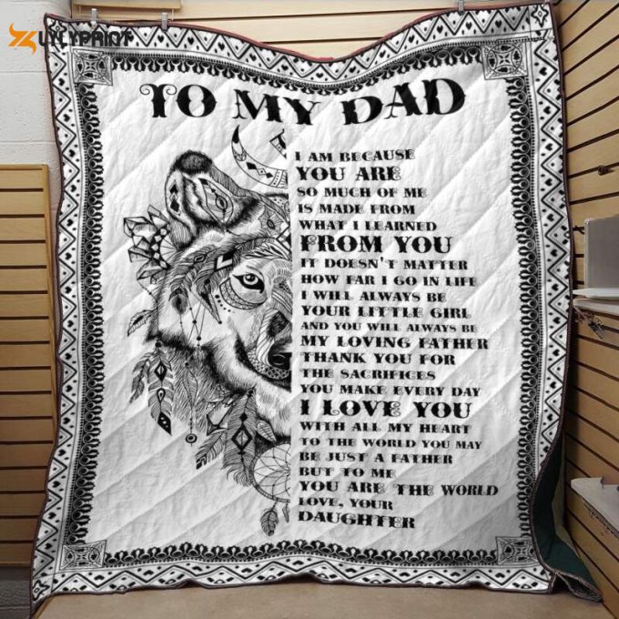 Wolf Love You Daddy 3D Customized Quilt 1