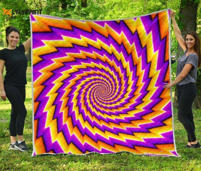 Yellow Twisted Moving Optical Illusion 3D Customized Quilt 1