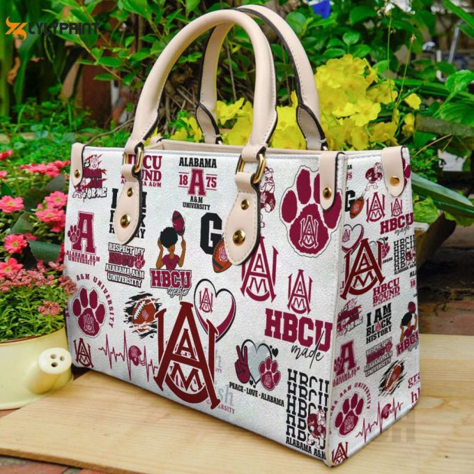 Alabama A&Amp;Amp;M Bulldogs Leather Handbag Gift For Women 1