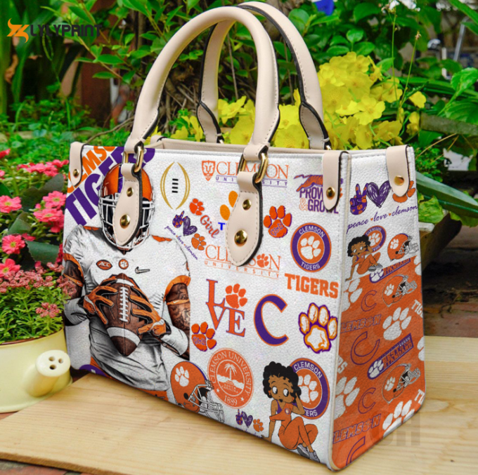 Clemson Tigers Leather Handbag Gift For Women 1