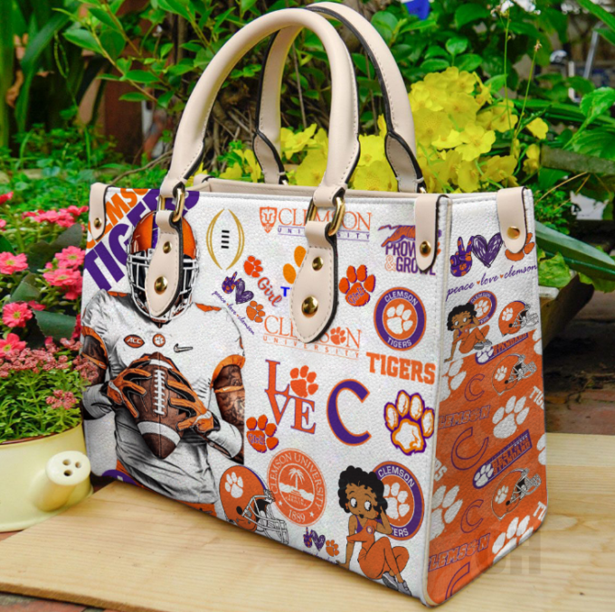 Clemson Tigers Leather Handbag Gift For Women 2