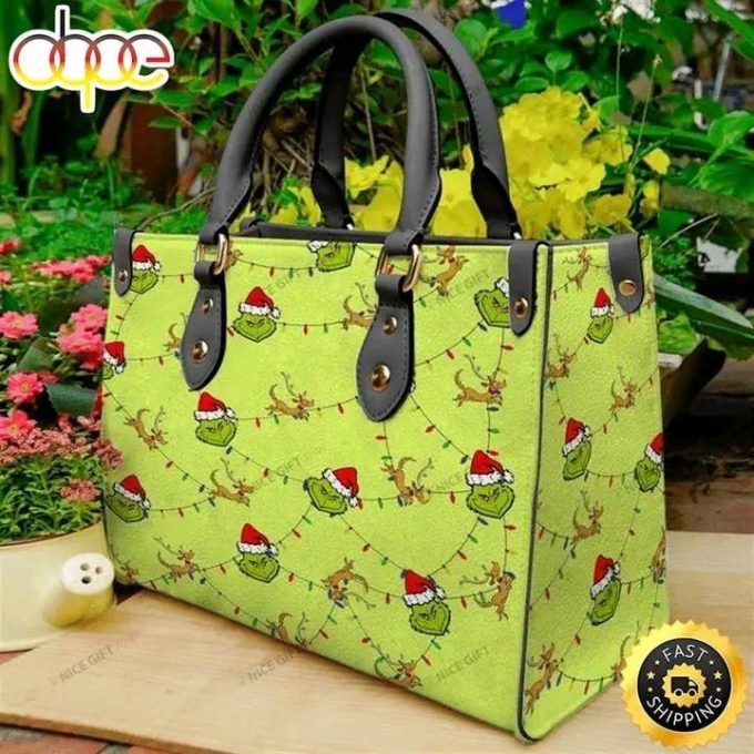 Grinch Christmas New Leather Handbag 2