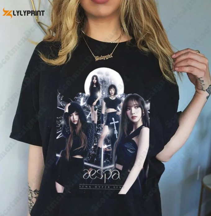 Aespa Tshirt, Aespa New Album My World Shirt, Synk: Hyper Line Tour, Aespa World Tour 2023 Tshirt 1