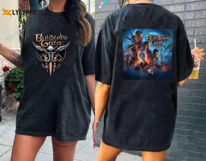 Baldur'S Gate Front And Back Shirt, Aldur S Gate 2 T-Shirt, Shirts For Men, Video Game Shirt, Game Shirt Men, Graphic Tshirts Men, 1