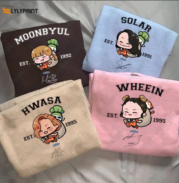 Cute Mamamoo Members Chibi Sweatshirt, Mamamoo 2023 Shirt, Mamamoo Signature, Hwasa Shirt, Wheein Shirt, Solar Shirt, Moonbyul Shirt 1