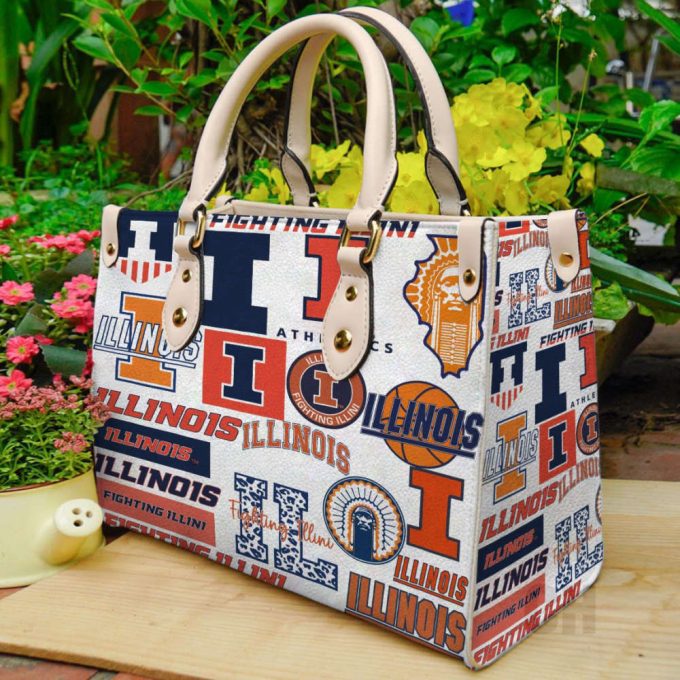 Illinois Fighting Illini A Leather Handbag For Women Gift 2