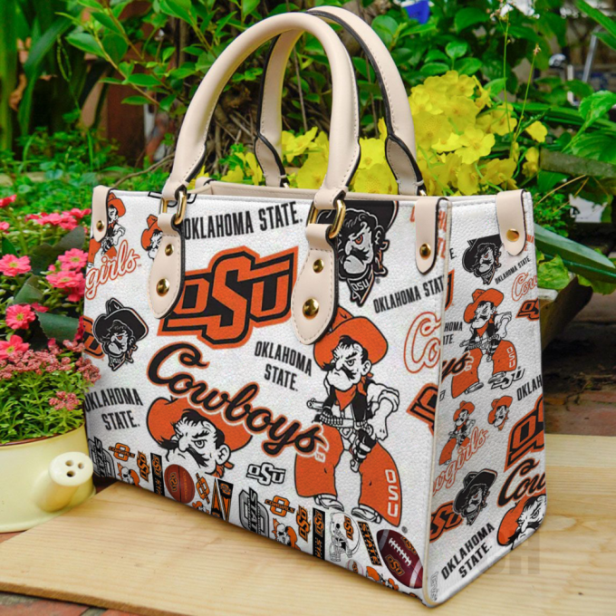 Oklahoma State Cowboys Leather Handbag For Women Gift 3E 2