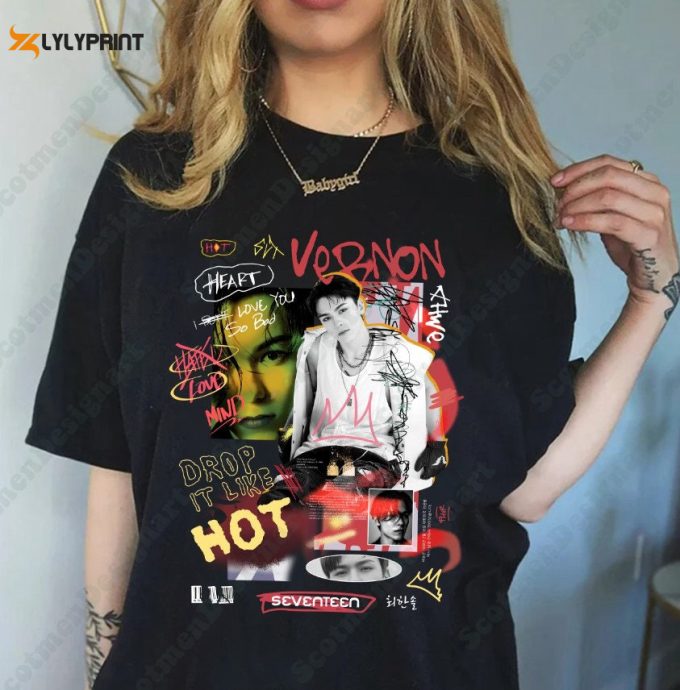 Seventeen Vernon Vintage T-Shirt, Chwe Hansol Kpop Unisex Tee, Seventeen Korea Pop T-Shirts 1