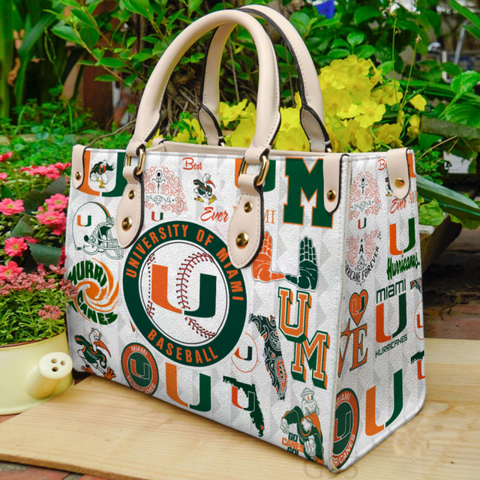 Miami Hurricanes Hand Leather Bag Gift For Women 2