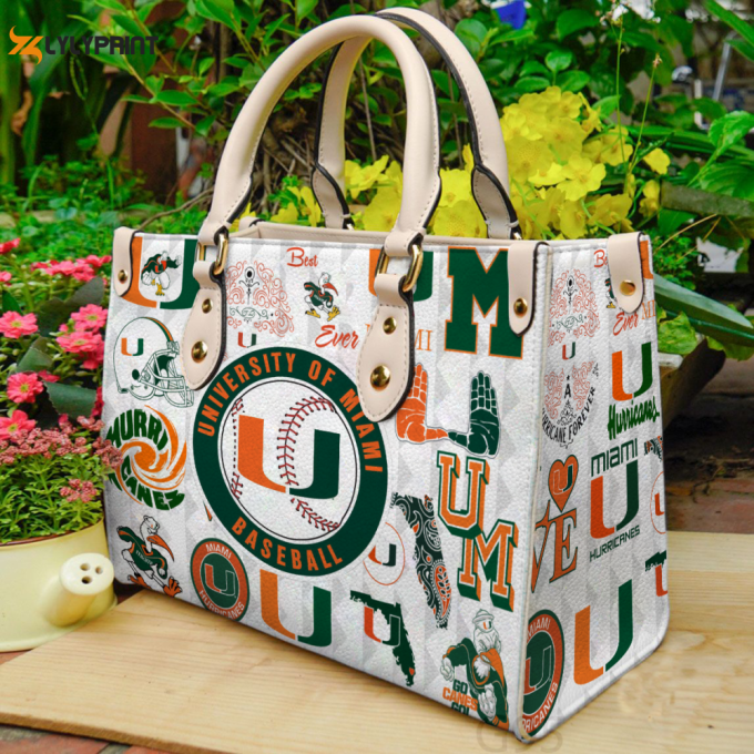 Miami Hurricanes Hand Leather Bag Gift For Women 1