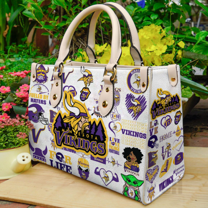 Minnesota Vikings Leather Bag For Women Gift 2