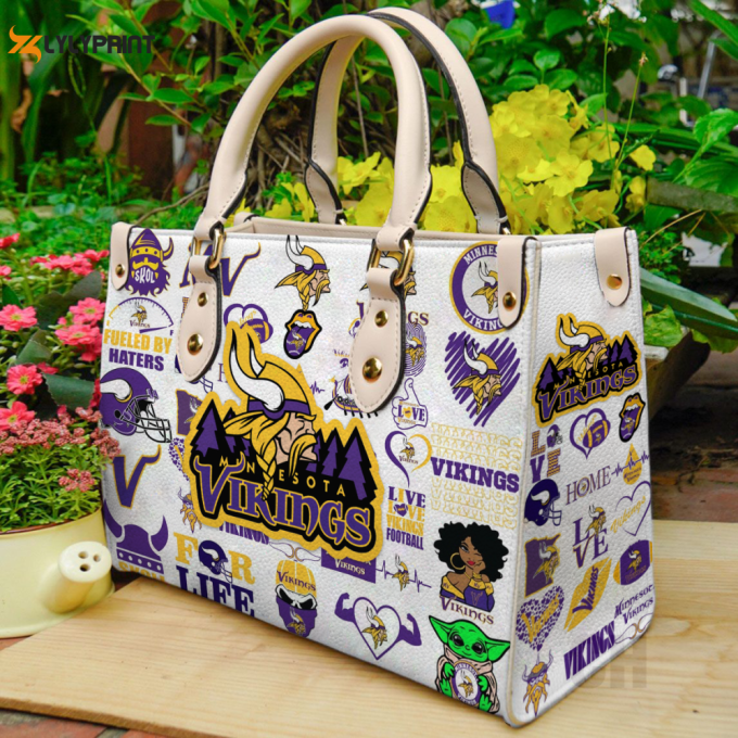 Minnesota Vikings Leather Bag For Women Gift 1