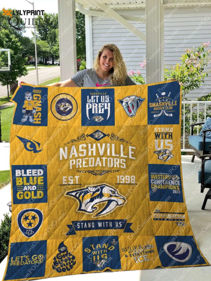 Nashville Predators Quilt For Fans Home Decor Gift 1