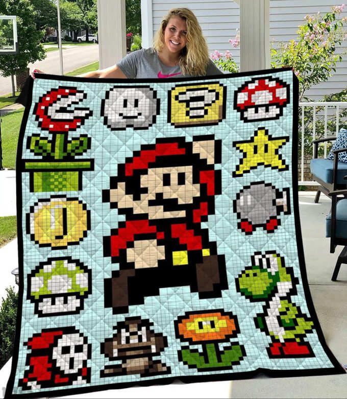 Super Mario Quilt For Fans Home Decor Gift X 2