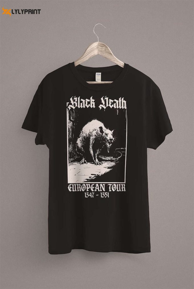 Black Death T-Shirt | Medieval Rat Shirt | Gothic Grunge Clothing | Horror Goth Aesthetic | History Shirt | Dark Academia 1