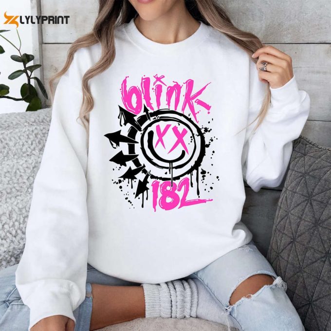 Blink 182 T-Shirt, Smile Face Sweatshirt, Retro Smile Face Shirt, Cute Smile Shirt, Blink 182 Rock Shirt, Trendy T-Shirt, Gift For Her 1