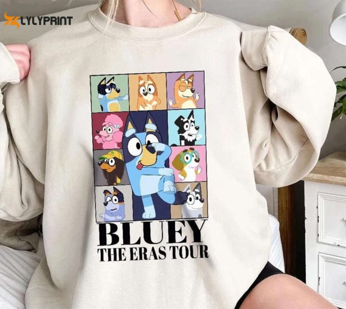 Bluey Eras Tour Sweatshirt, Bluey Family Shirt, Bluey Cartoon Shirt, Bluey Birthday Party Shirt, Eras Tour Bluey Shirt 1