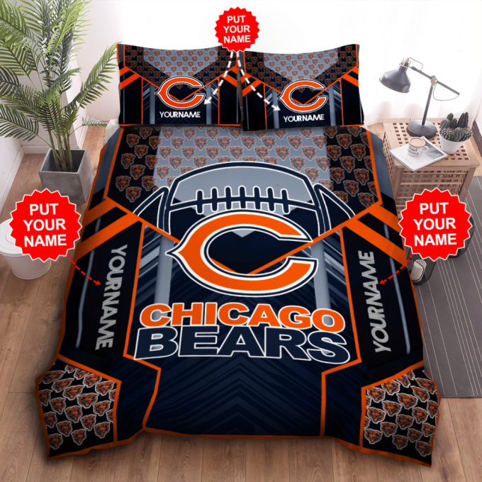 Chicago Bears Duvet Cover Bedding Set Gift For Fans 3