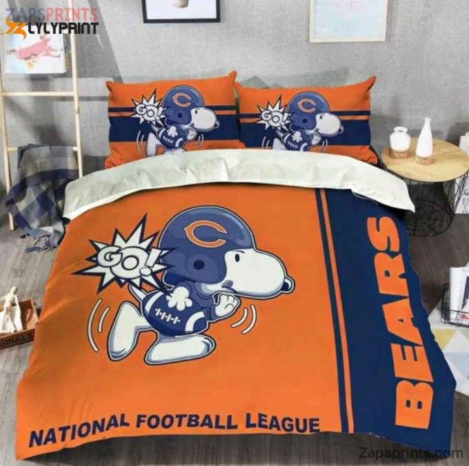 Chicago Bears Snoopy Duvet Cover Bedding Set Gift For Fans 1