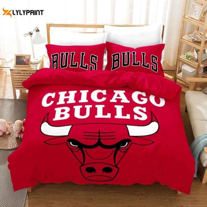 Chicago Bulls Basketball Duvet Cover Bedding Set Gift For Fans 1